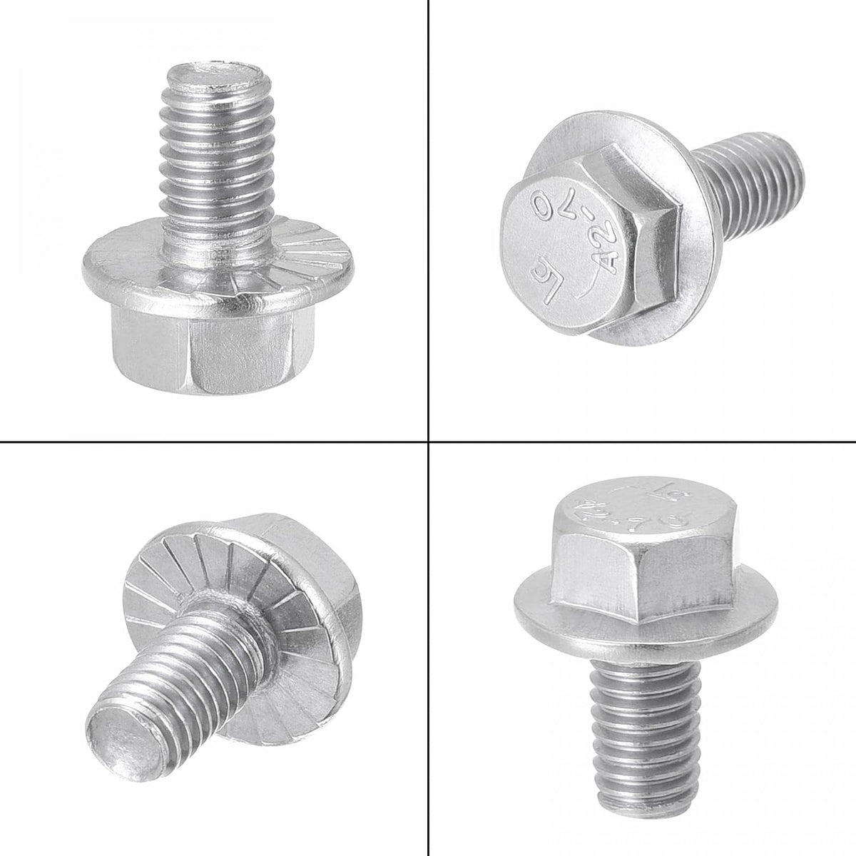 uxcell M5x8mm Hex Serrated Flange Bolts Screws Metric Thread 304 Stainless Steel 50pcs