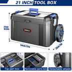3 In 1 Rolling Tool Box with Wheels, Stackable Tool Box,17 +19 +21 In