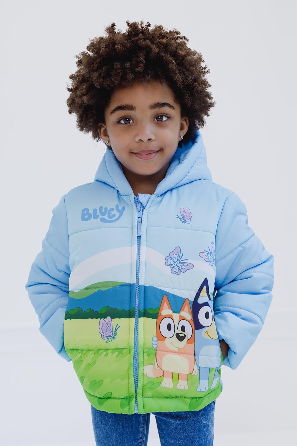 Girls Zip Up Puffer Jacket Toddler to Little Kid Sizes (2T - 7-8)