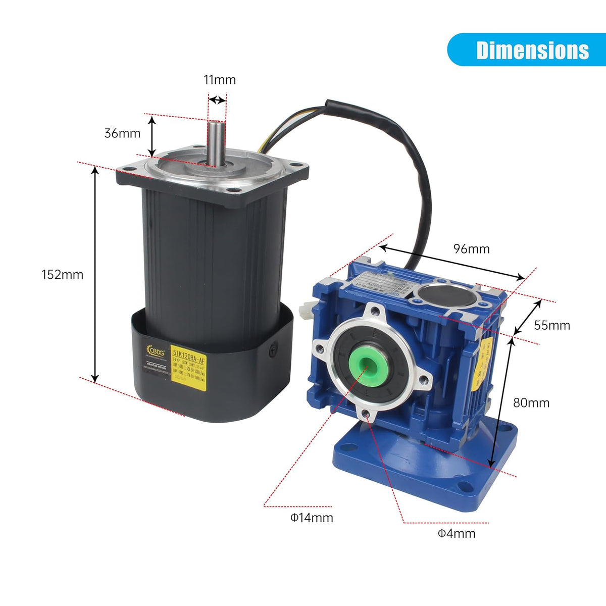 CNCTOPBAOS 120W Worm Gear Motor NMRV30 Gearbox 40:1 40K w/Speed Governor