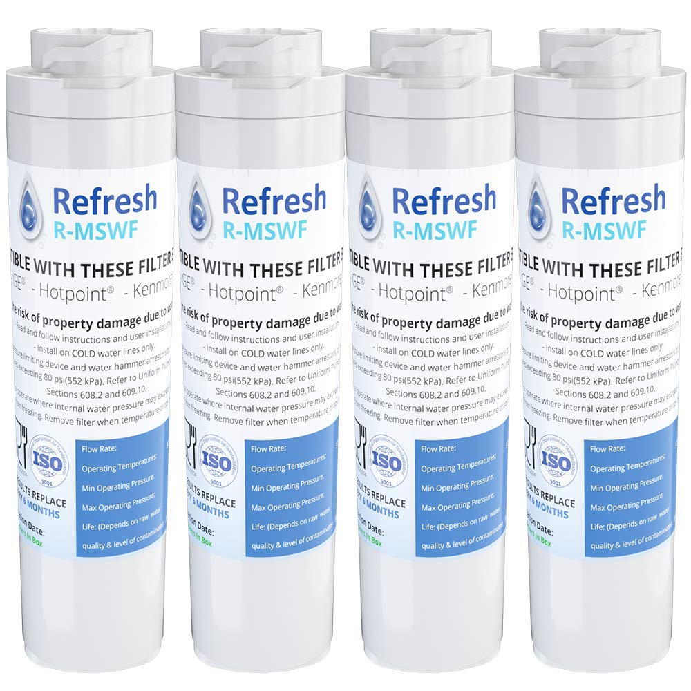 Refresh Refrigerator Water Filter Replacement for GE MSWF, RWF1062, 4-Pack