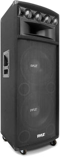 Portable Cabinet PA Speaker System - 1600 Watt Outdoor Stereo Sound Speakers w/ Dual 12" Woofers, 3.4" Piezo