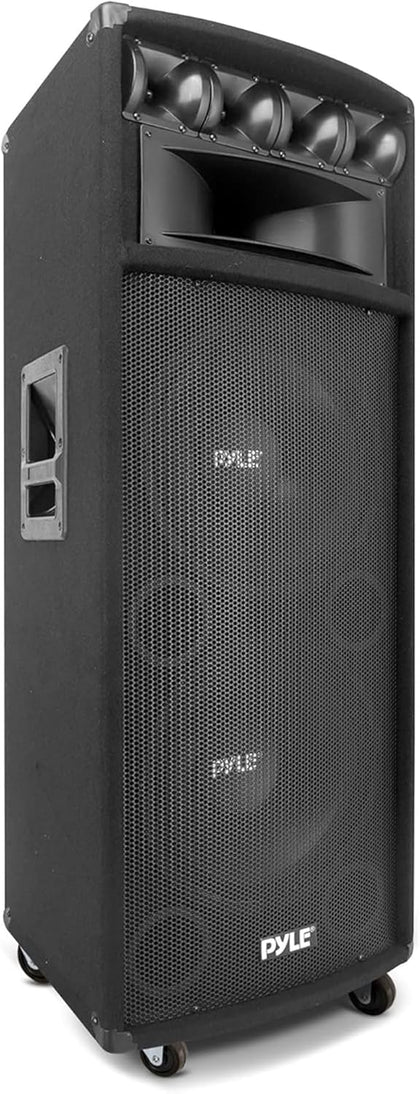 Portable Cabinet PA Speaker System - 1600 Watt Outdoor Stereo Sound Speakers w/ Dual 12" Woofers, 3.4" Piezo