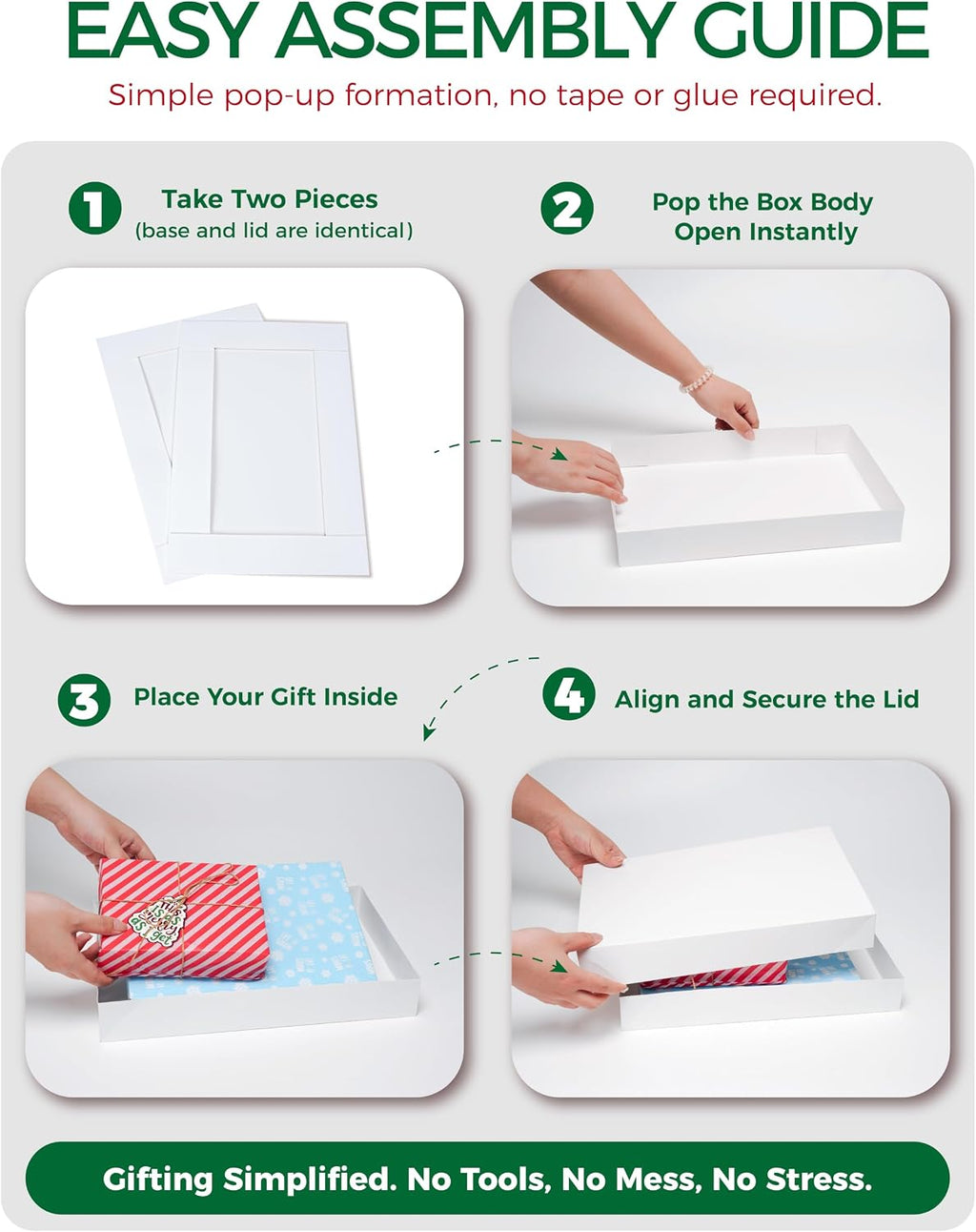 12 Pack Extra Large White Gift Boxes with Lids for Presents