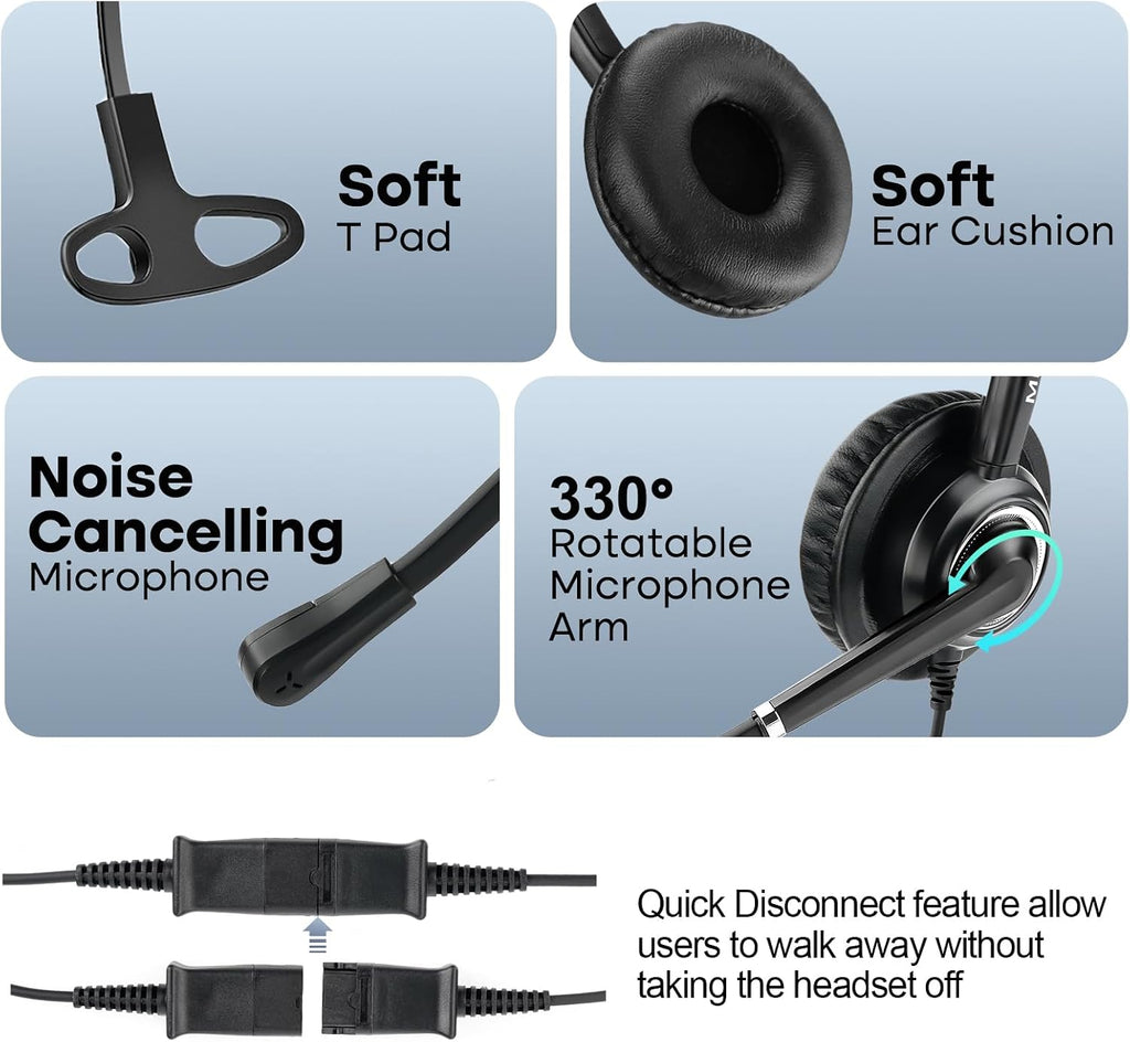 Cisco Headset for Office Phones Corded RJ9 Telephone Headset with Microphone Noise Cancelling for Cisco CP-7841 7861