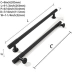 8 Inch Hole Center 2 Pack Matte Black Heavy Duty Solid Cabinet Pulls, Kitchen Drawer Handles