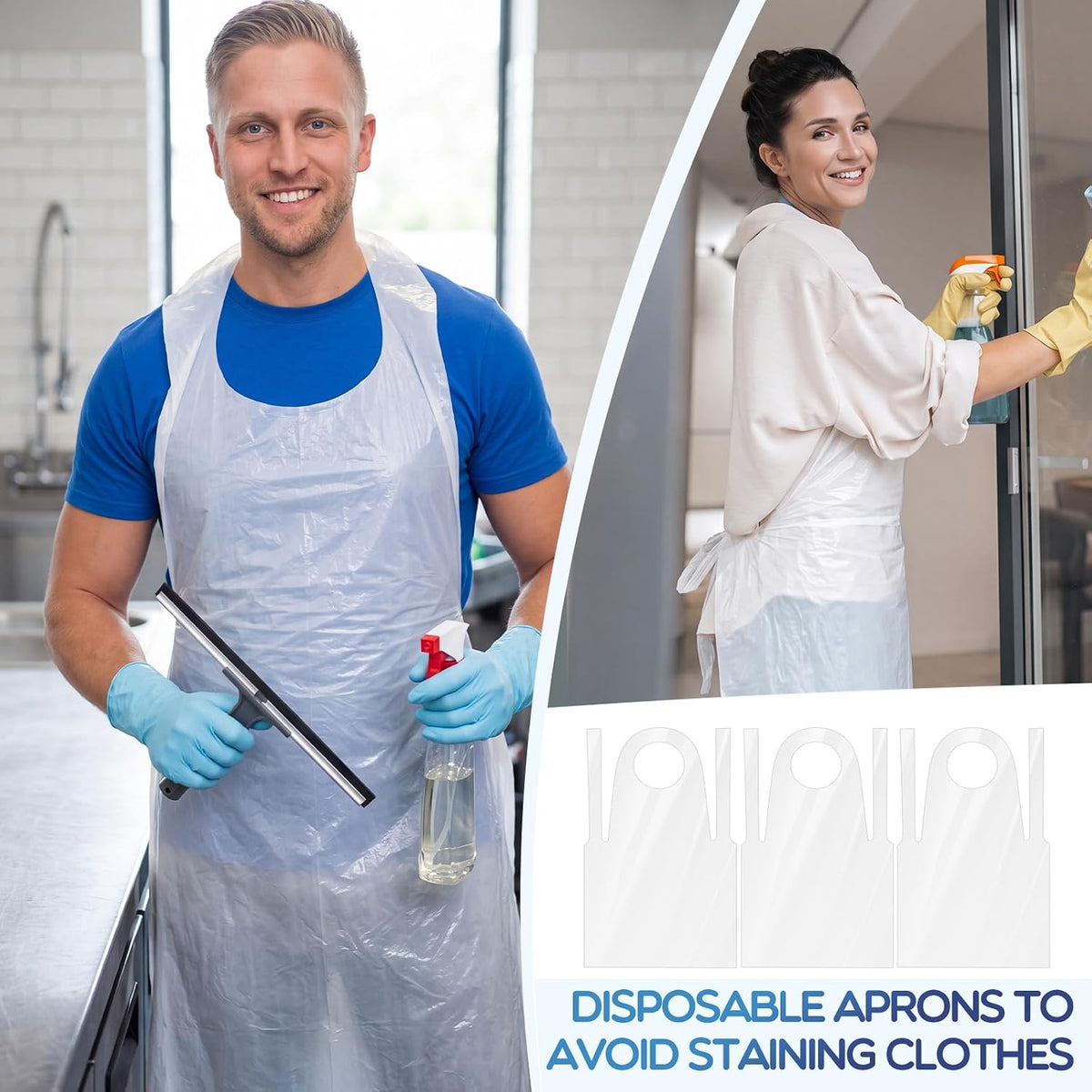 Bulk Plastic Disposable Aprons 28 x 47 White