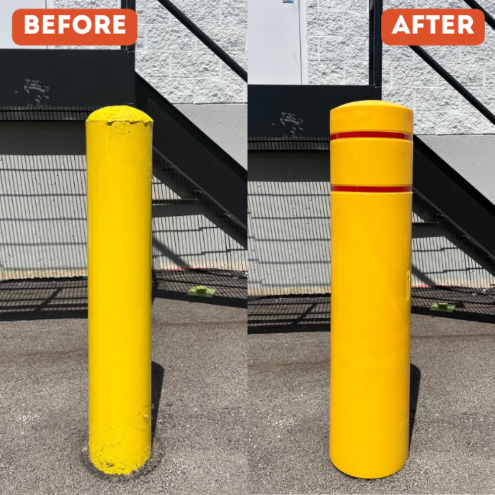 BollardGard 8" x 52" 2-Pack Bollard Cover - Innoplast (Blue White Tape)