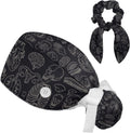 Scrub Caps Women Anatomy Nurse Hats Ponytail Tie Back