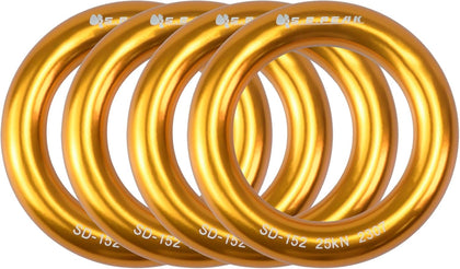 25kN Aluminum Rappel Ring, Perfect Tension O-Ring, Connection Ring for Rock Climbing, Arborist, Gold/Blue