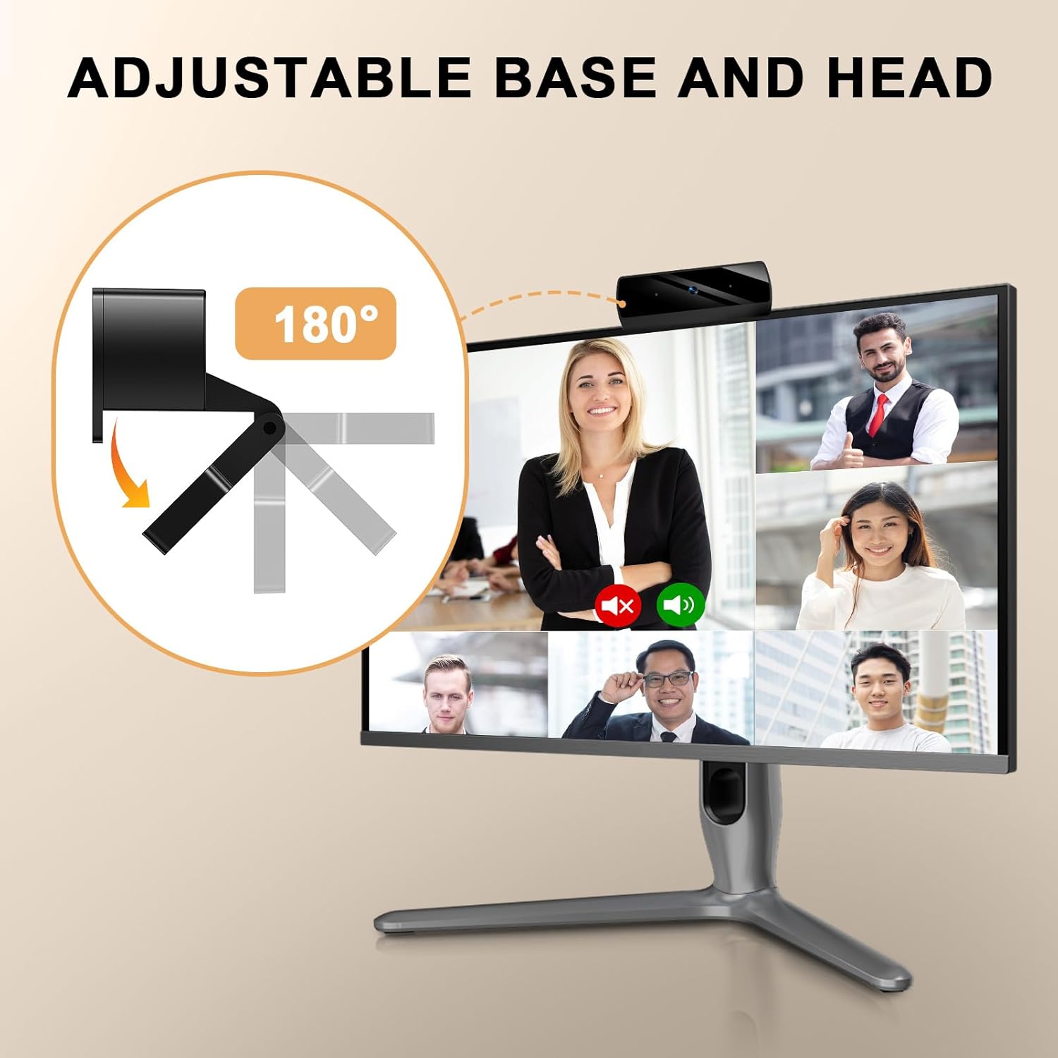 1080P Webcam with Microphone, Full HD Video Calling Web Camera, HD Light Correction Streaming Webcam for