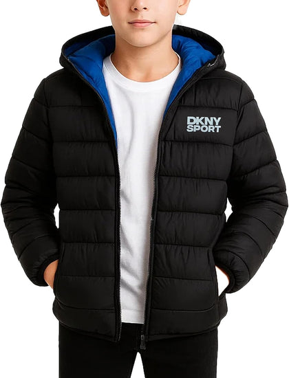 DKNY Boys Winter Jacket, Midweight Puffer Coat, Weather Resistant, Hooded | Insulated Bubble Warmth, Weather