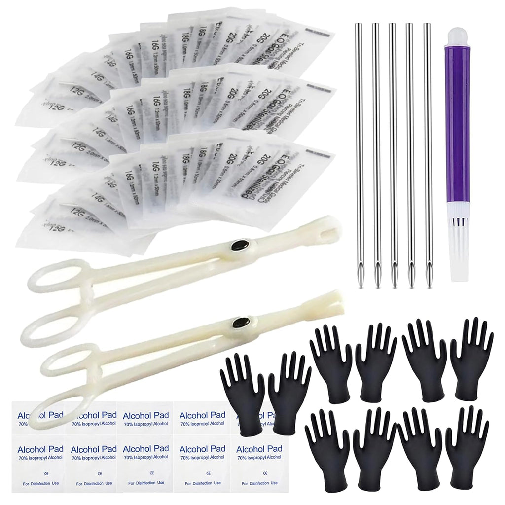 16G Piercing Needles Kit - Yugui 43pcs Ear Nose Piercing Kits Supplies