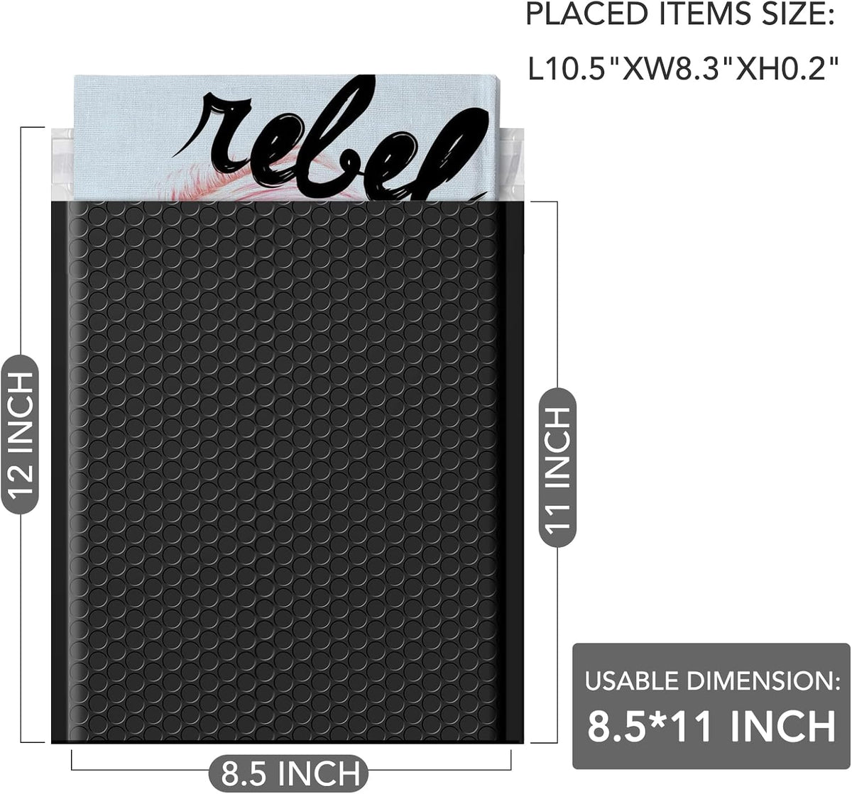 Black Bubble Mailers 8.5x12" 500 Pack Padded Envelopes Self Seal