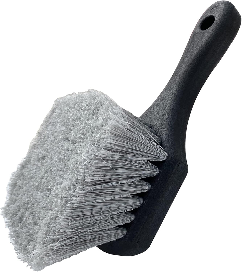 Wheel & Tire Brush for Car Rim, Soft Bristle Car Wash Brush, Cleans Tires & Releases Dirt and Road Grime, Short