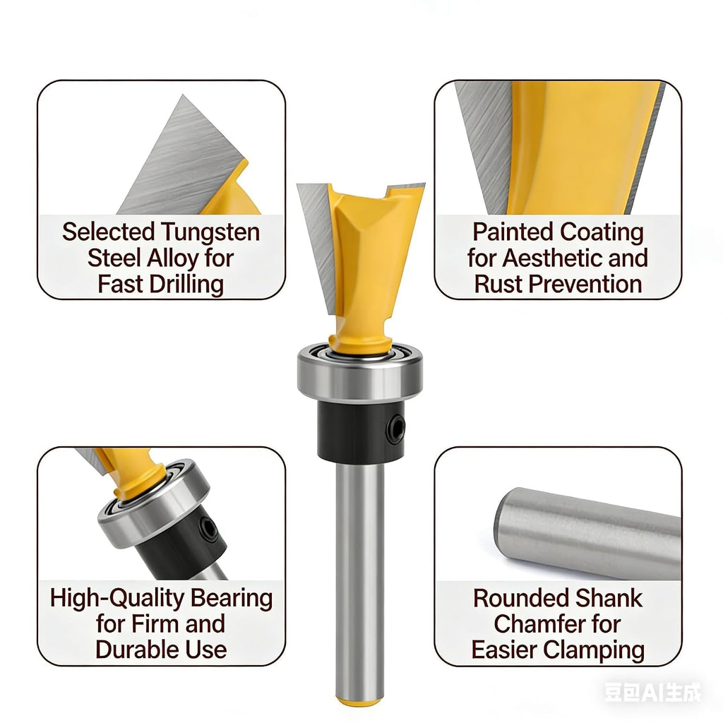 Router Bits Router Templates Dovetail Jig Dovetail Router Bits | 2 Pieces with Bearing, 1/4" Shank, 1/2" & 5/8"