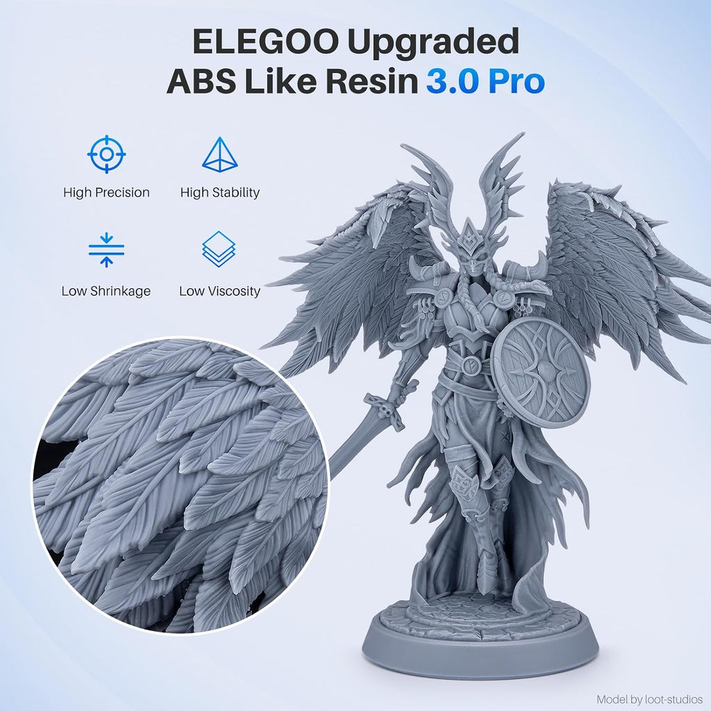 ELEGOO ABS-Like Resin 3.0 Pro, 3D Printer Resin Grey 1000G | Low Viscosity and High Precision, 405nm Rapid UV-Curing
