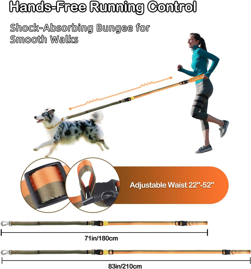 Hands-Free Dog Leash with Waist Belt for Running & Walking