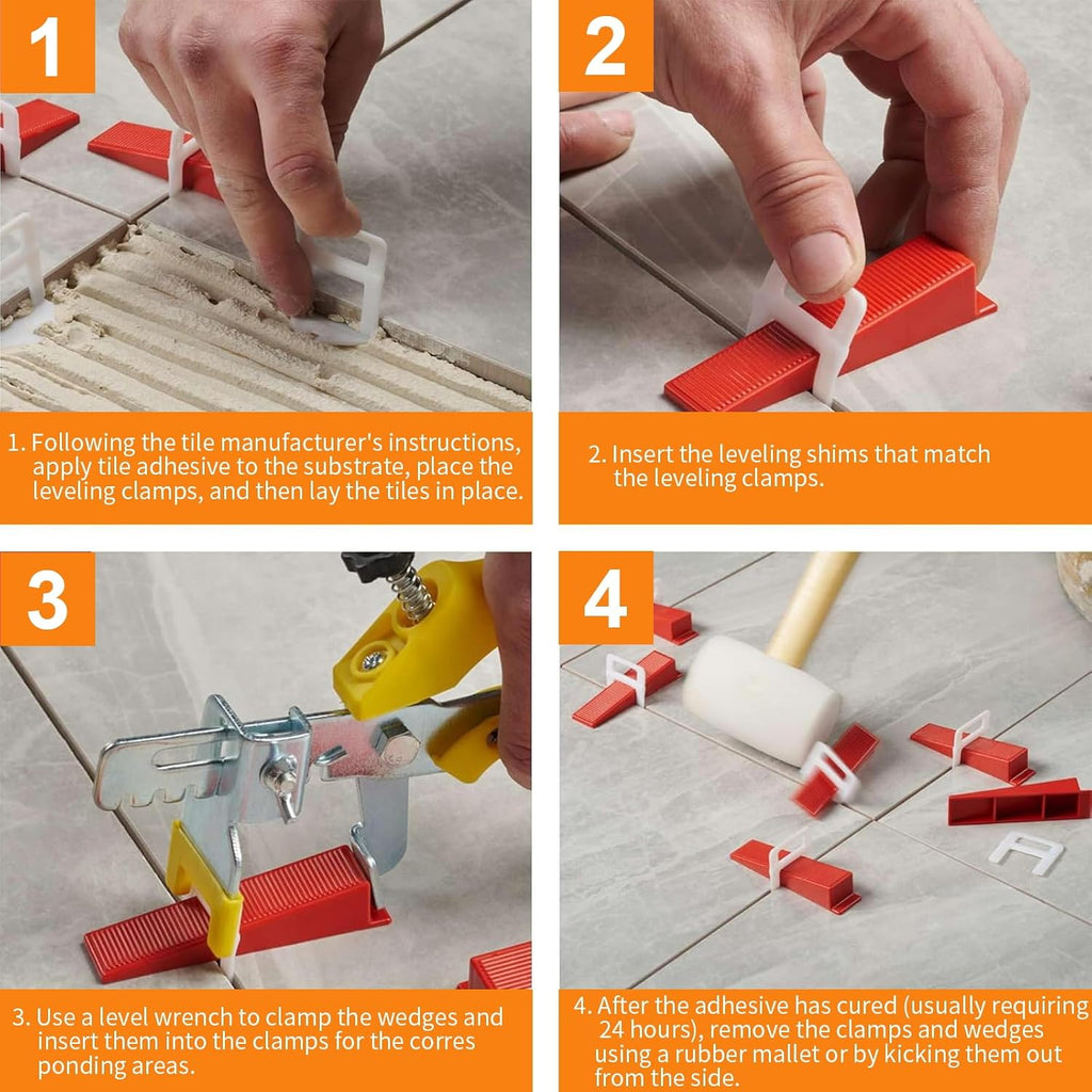 Tile Leveling System, 100 Tile Spacers 1/16" And 20 Reusable Wedges