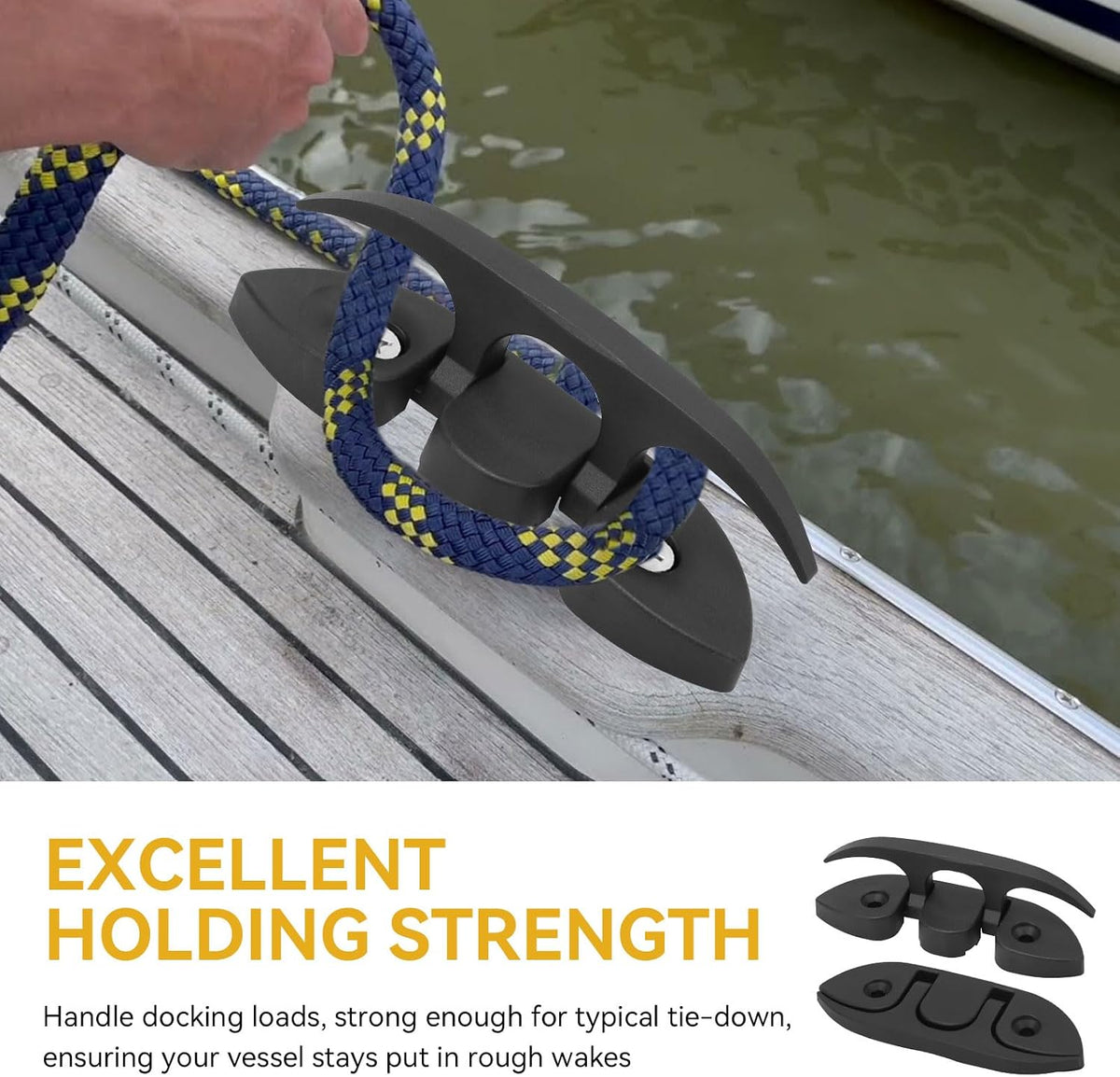 Boat Folding Cleat, Flip-up Dock Cleats 5", Nylon Fold Cleats Marine Grade