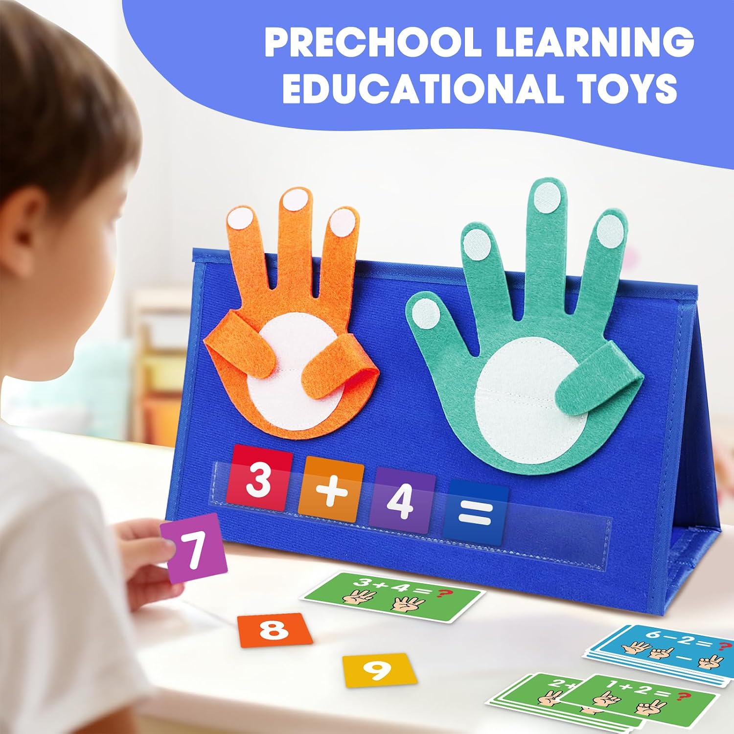 Preschool Learning Toys for Toddlers 3 4 5 Years Old, Montessori Educational Math Manipulates Number Counting Blocks