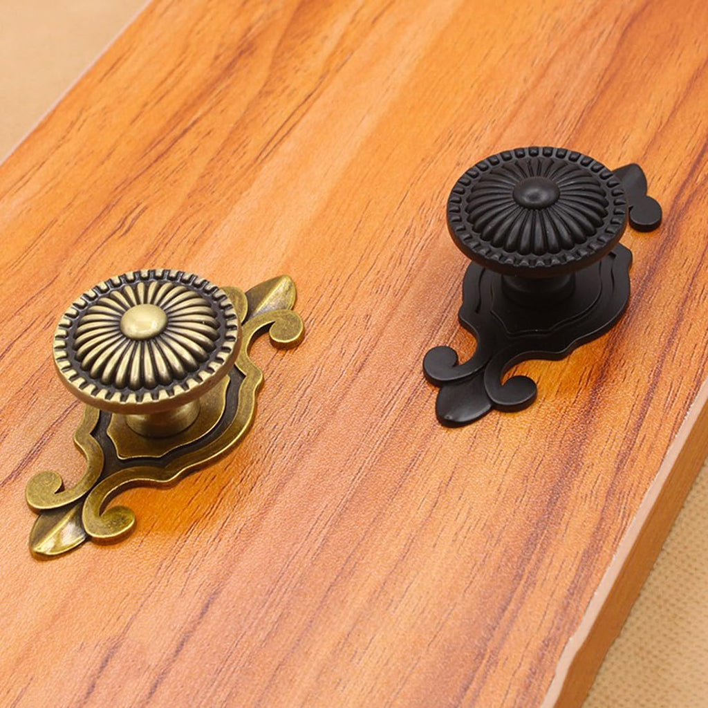 Brass Cabinet Knobs, Vintage Retro Mushroom Drawer Knobs with Backplate, Dresser Pull Handles for
