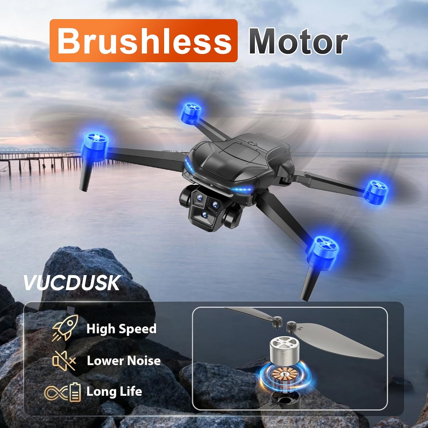 GPS Drone with Camera for Adults - 4K Drone with 4.5” FPV Screen Controller, 60 Min Flight, Brushless Motor Foldable