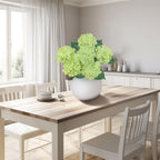 6PCS Green Hydrangea Artificial Flowers, Silk Fake Faux Hydrangea