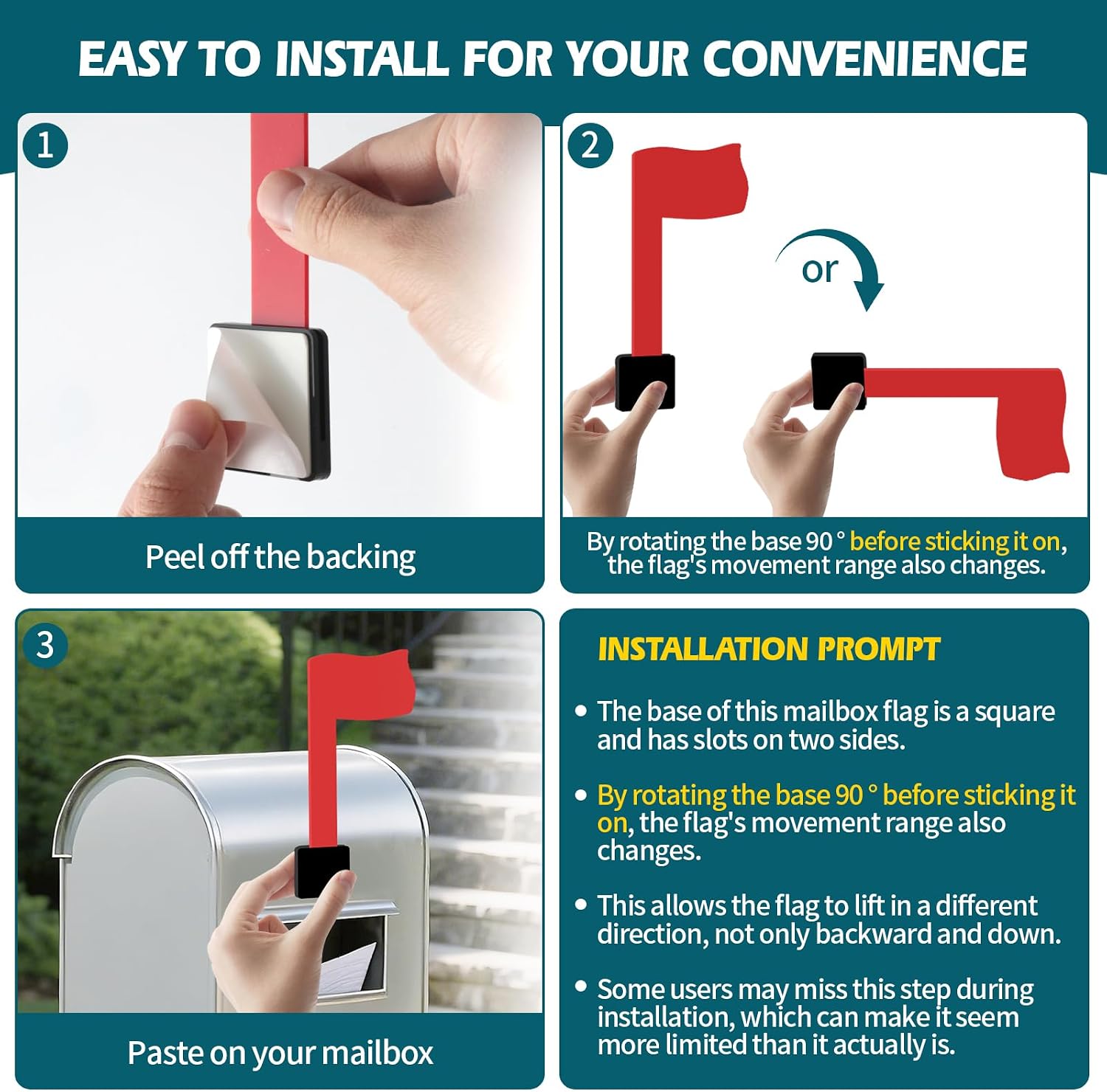 Universal Mailbox Flag Replacement Kit for Post Mount & Wall Mount Mailboxes, Easy-Install, Weather-Proof & Tool-Free