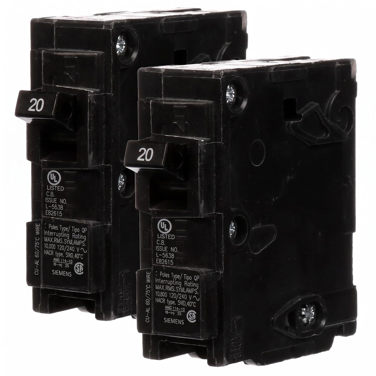 Siemens Q120 20-Amp Single Pole Type QP Circuit Breaker (Pack of 2)