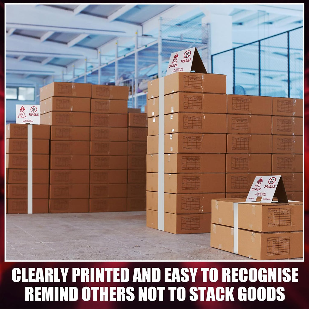 60 Pcs Do Not Stack Pallet Cones 8 x 8 x 7" Do Not Stack Cones Corrugated Cardboard, Red White Safe Shipping and