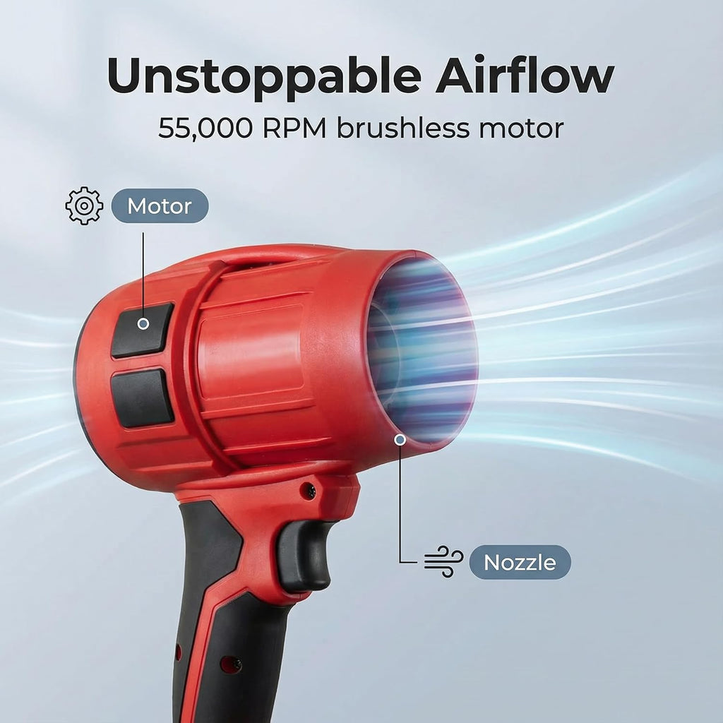 Power Leaf Blower,21V Cordless Leaf Blower, 2X 4.0Ah Batteries Handheld Electric Blower Ideal for Yard Cleaning, Lawn