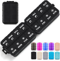 Foldable Weekly Pill Organizer 2 Times a Day with 2 Extra Compartments (Clear Printed Labels) - Portable 7 Day AM PM