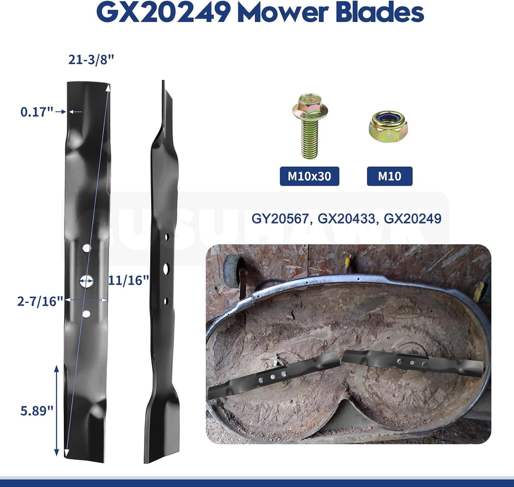 2 Pack GX20249 Mower Blades for John Deere L110 L111 L118 42" Deck