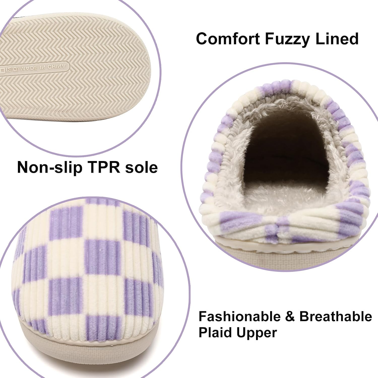 House Slippers for Women & Men - Fuzzy, Casual Indoor/Outdoor Shoes with Memory Foam & Faux Fur Lining