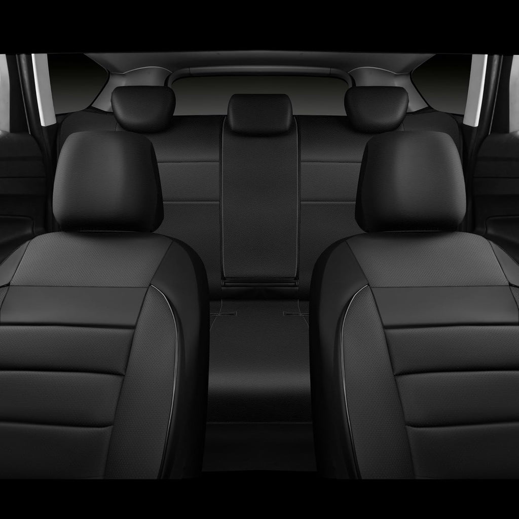 Leather Seat Covers Full Set Universal Water Resistant 3D Foam Back Support, Luxury Comfort Automotive 5 Seat Covers