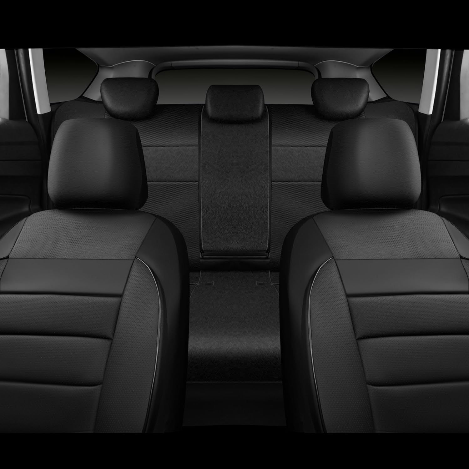 Leather Seat Covers Full Set Universal Water Resistant 3D Foam Back Support, Luxury Comfort Automotive 5 Seat Covers