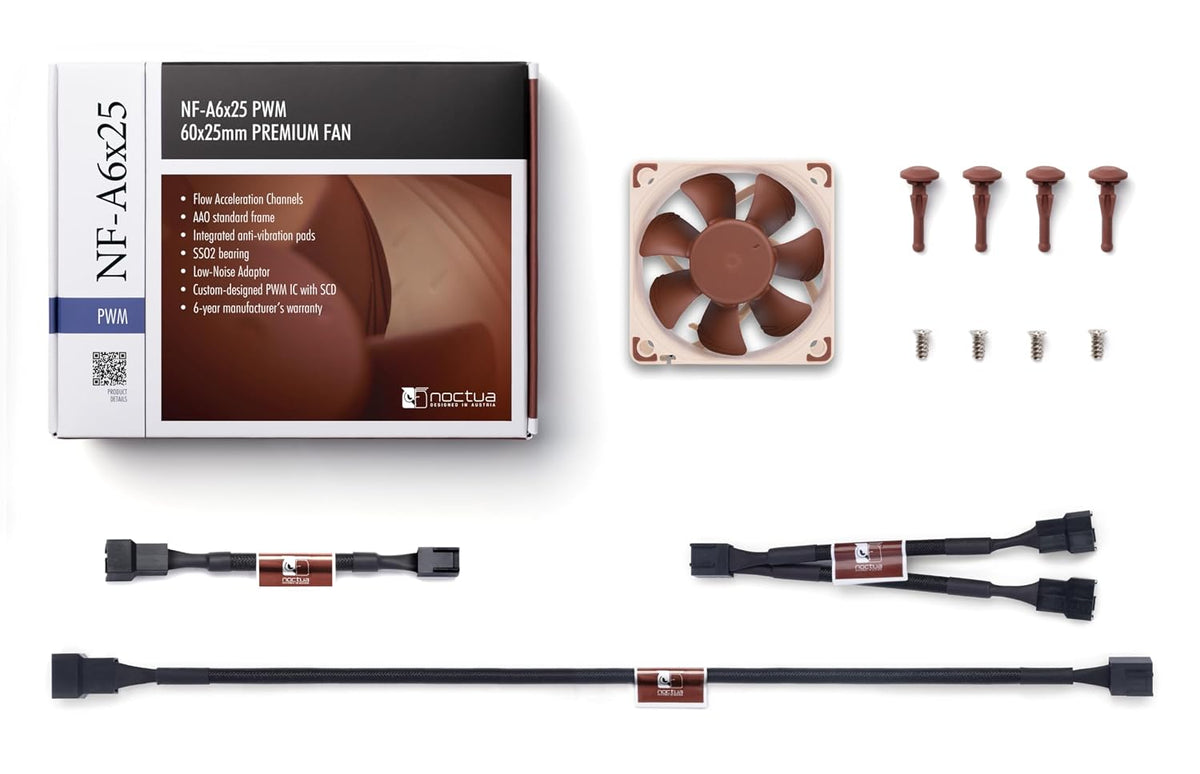 Noctua NF-A6x25 PWM, High-Performance Quiet Fan 60mm