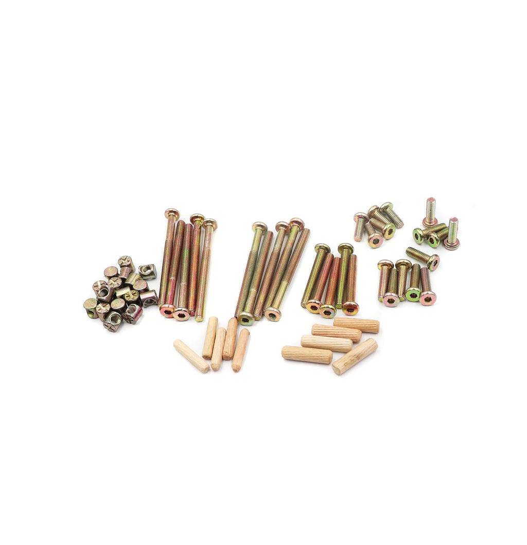 70pcs M6 Crib Screws Barrel Nuts Assortment Kit and Wood Dowel Pins for Furnitures Cribs Chairs