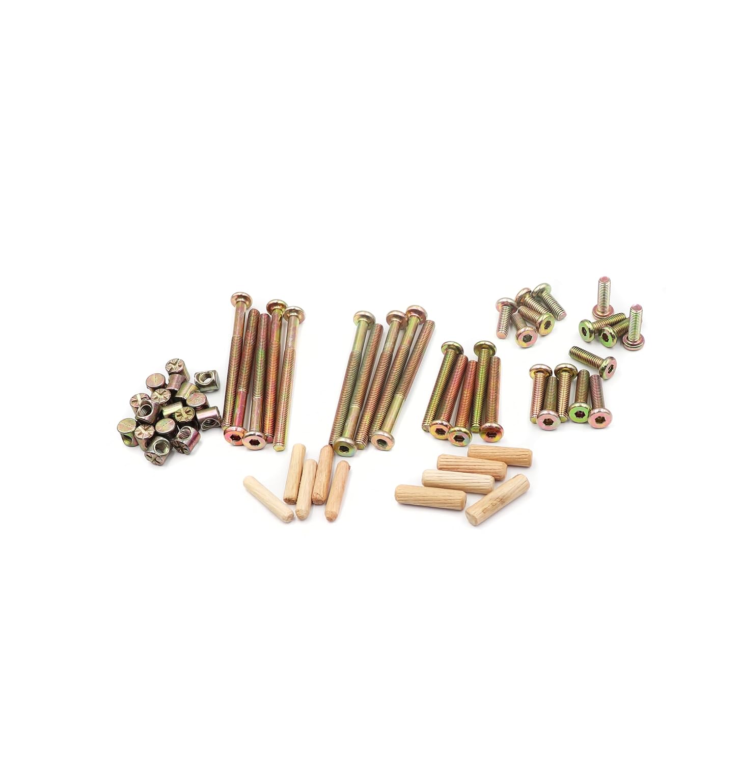 70pcs M6 Crib Screws Barrel Nuts Assortment Kit and Wood Dowel Pins for Furnitures Cribs Chairs