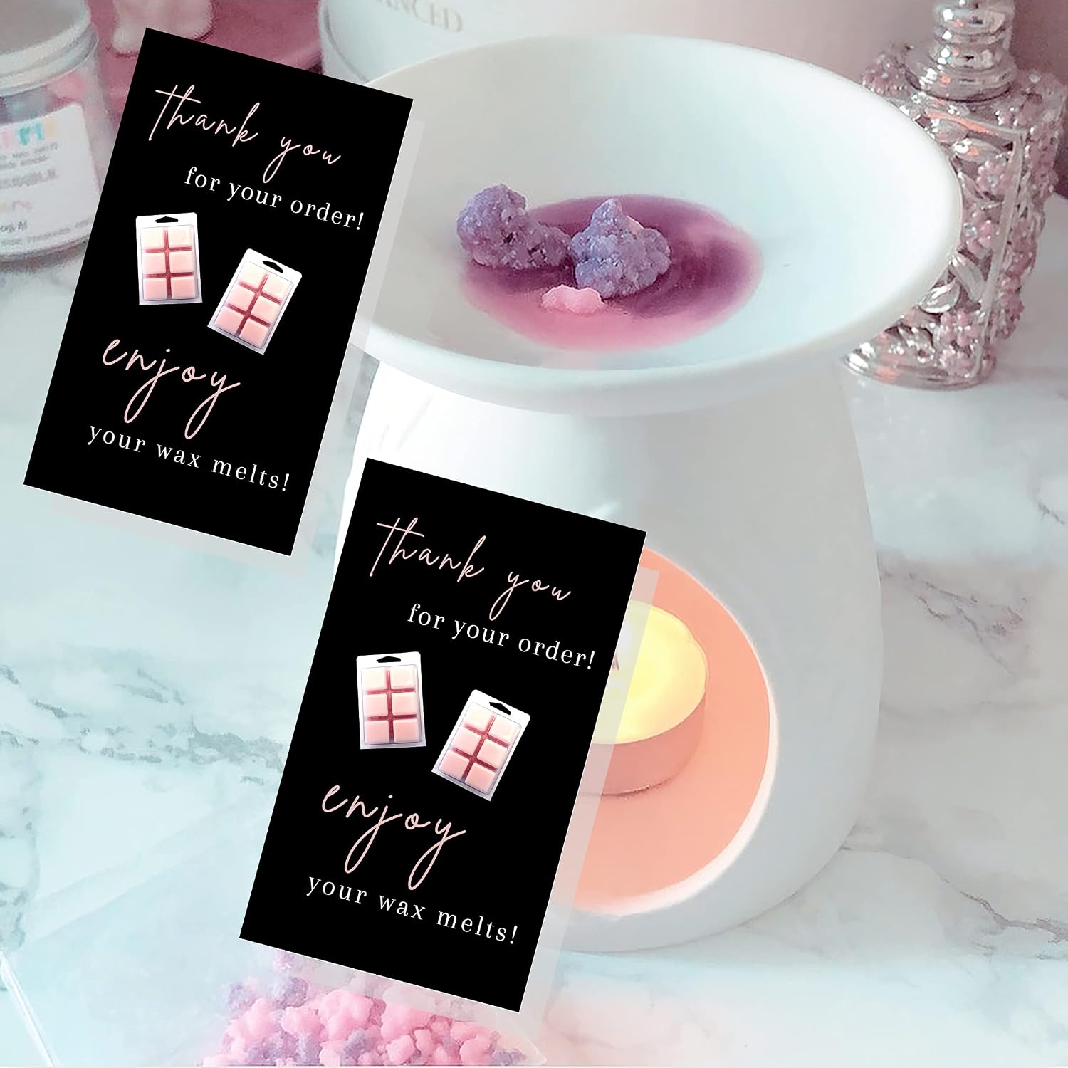 Thank You For Your Wax Melt Purchase Card | 50 pk 2 x 3.5” Wax Melt Supplies Homemade Customer Thank You How To Care