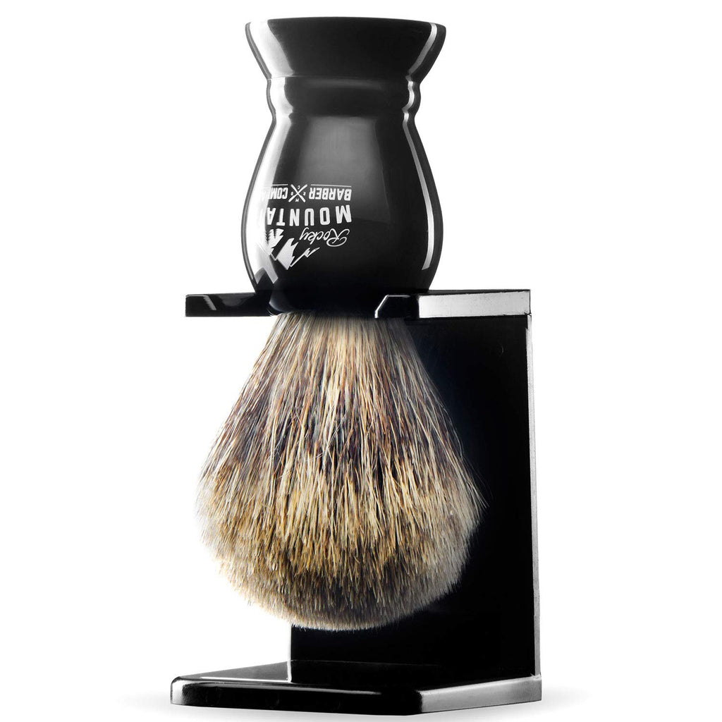 Badger Hair Shaving Brush for Men with Stand | Pure 100% Best Badger Hair, Heavy Duty Resin Handle & Oversized