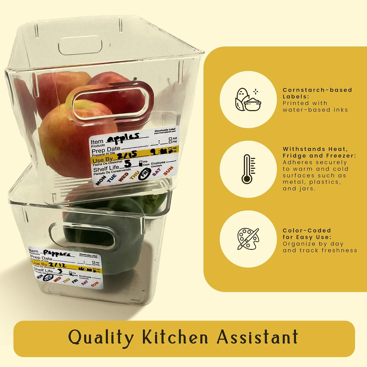 InStockLabels Dissolvable Food Rotation Labels, 2 x 3 Inch, 500 Labels
