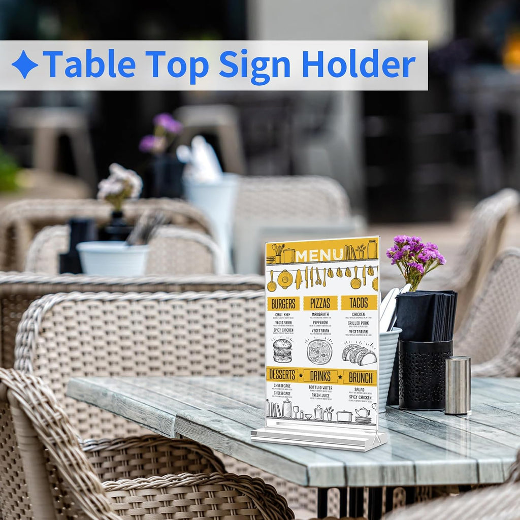 Acrylic Sign Holder 5x7，Vertical Display Stand，Double-sided Sign Holder | Clear Display Stand, Table Top Sign Holder