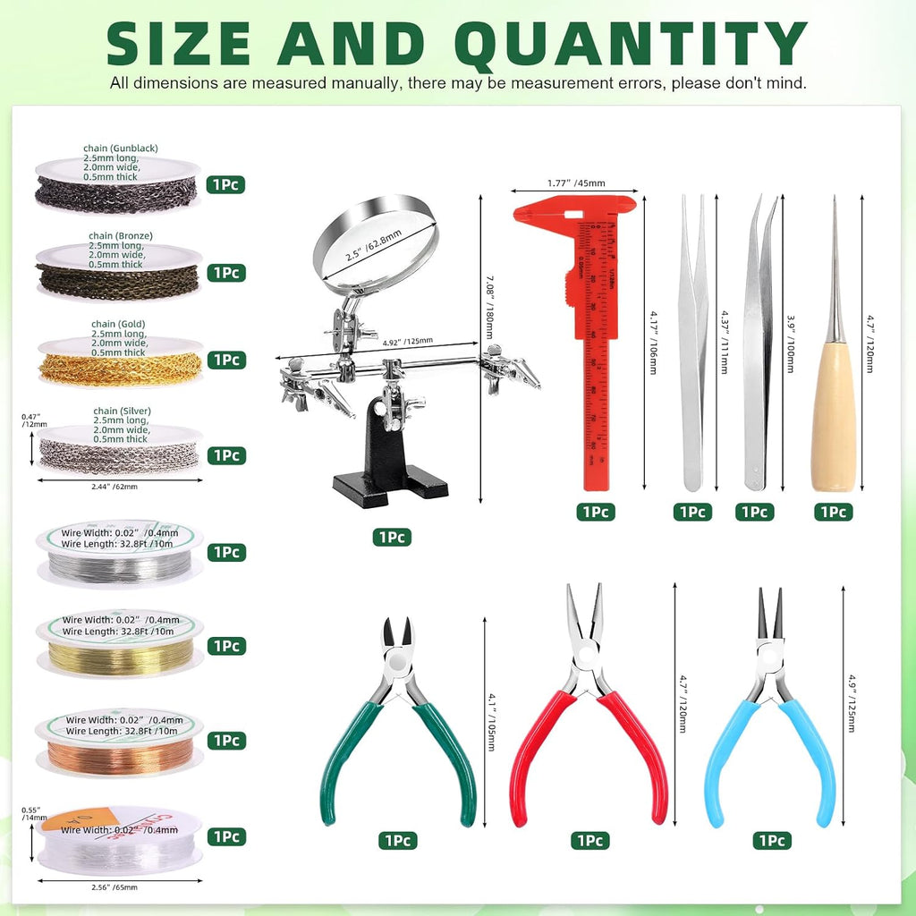 1489Pcs Jewelry Making Tools with Findings Set Includes Jewelry Pliers, Cord End, Jump Rings, Lobster Clasps, Beading