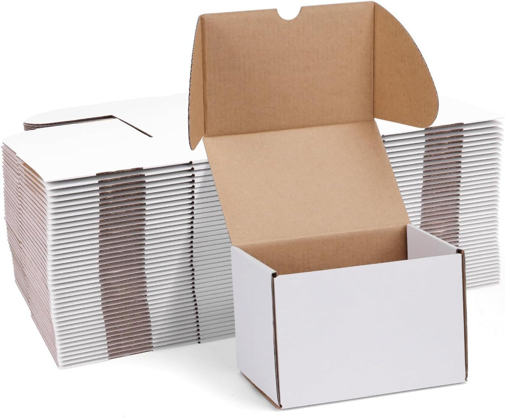 6x4x4 White Shipping Boxes Set of 40, Corrugated Cardboard Mailer Boxes for Packaging Small Business Mailing Gifts