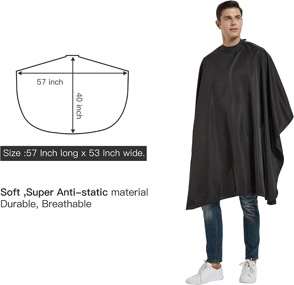 Salon Hair Cutting Cape with Soft Silicon Neck Collar, Professional Anti-static Barber Cape