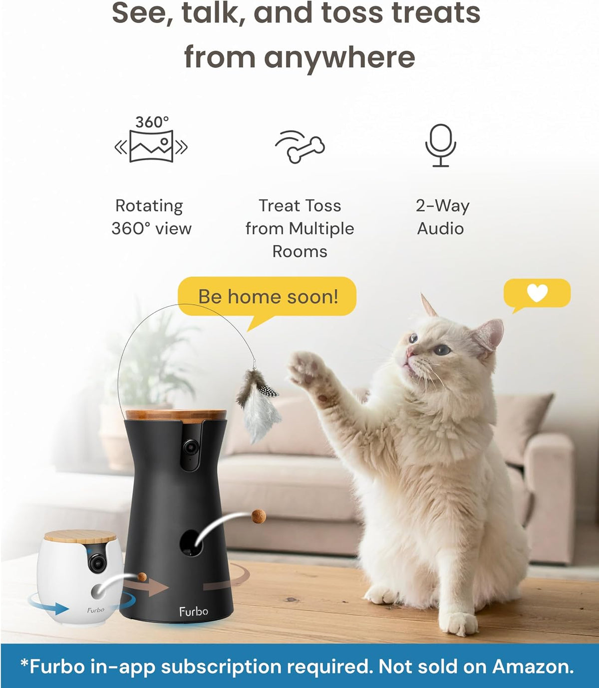 360° Cat Camera + Mini 360° Cam [New Subscription Required at Setup] 2-Camera Bundle Nanny Subscription: Cat Safety