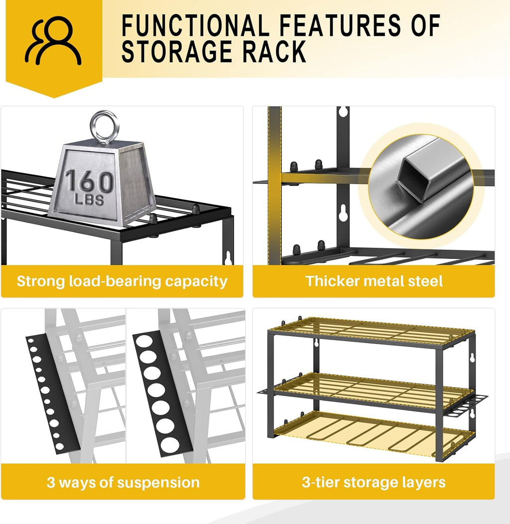 Power Tool Organizer- Power Drill Tool Holder- Heavy Duty Tool Shelf & 1 Pack 3 Layers Tool Rack Cordless Drill