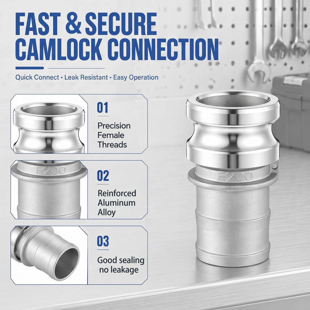 4 Pcs 2" Aluminum Camlock Fitting Cam Groove Coupler, 2" Part E